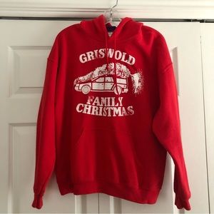 National Lampoon’s Christmas Vacation red hooded sweatshirt with front pouch. L